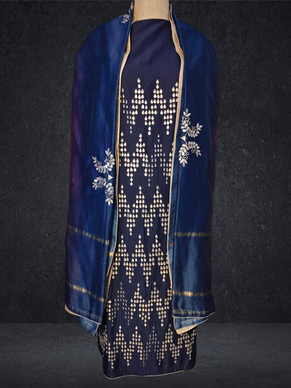 Semi Stitched Chanderi Formal Suitset