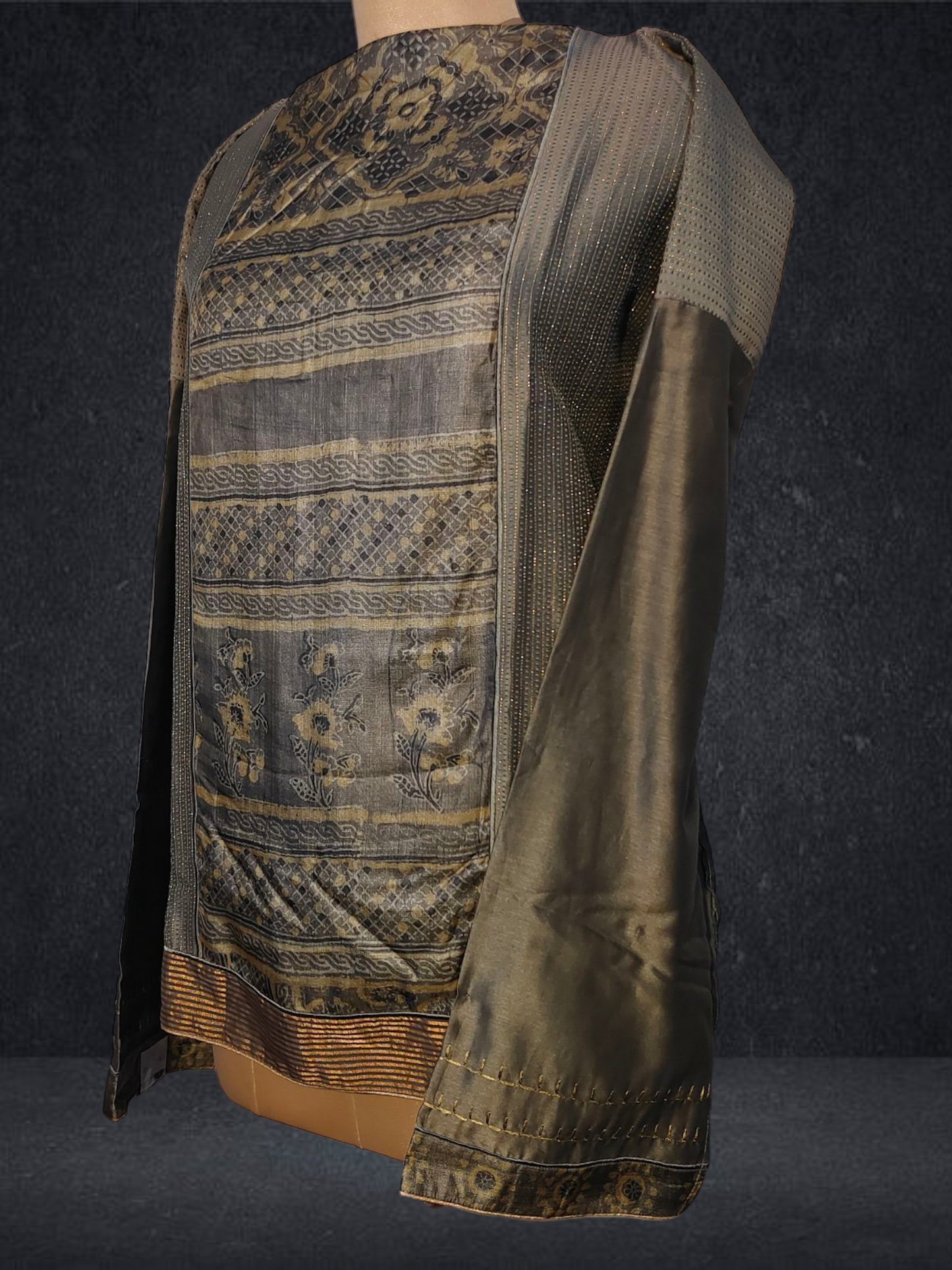 Semistitched Chanderi Ajrakh Short Tunic VISHAL KAPUR STUDIO