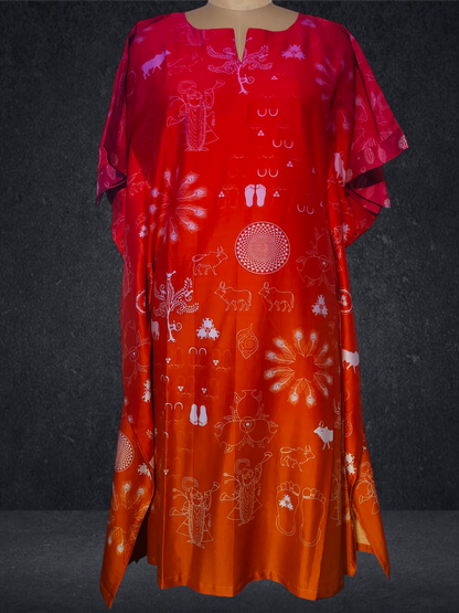 Stitched Chanderi Digital Printed Kaftan VISHAL KAPUR STUDIO
