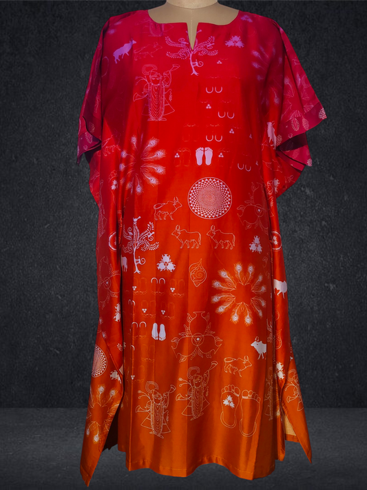 Stitched Chanderi Digital Printed Kaftan VISHAL KAPUR STUDIO