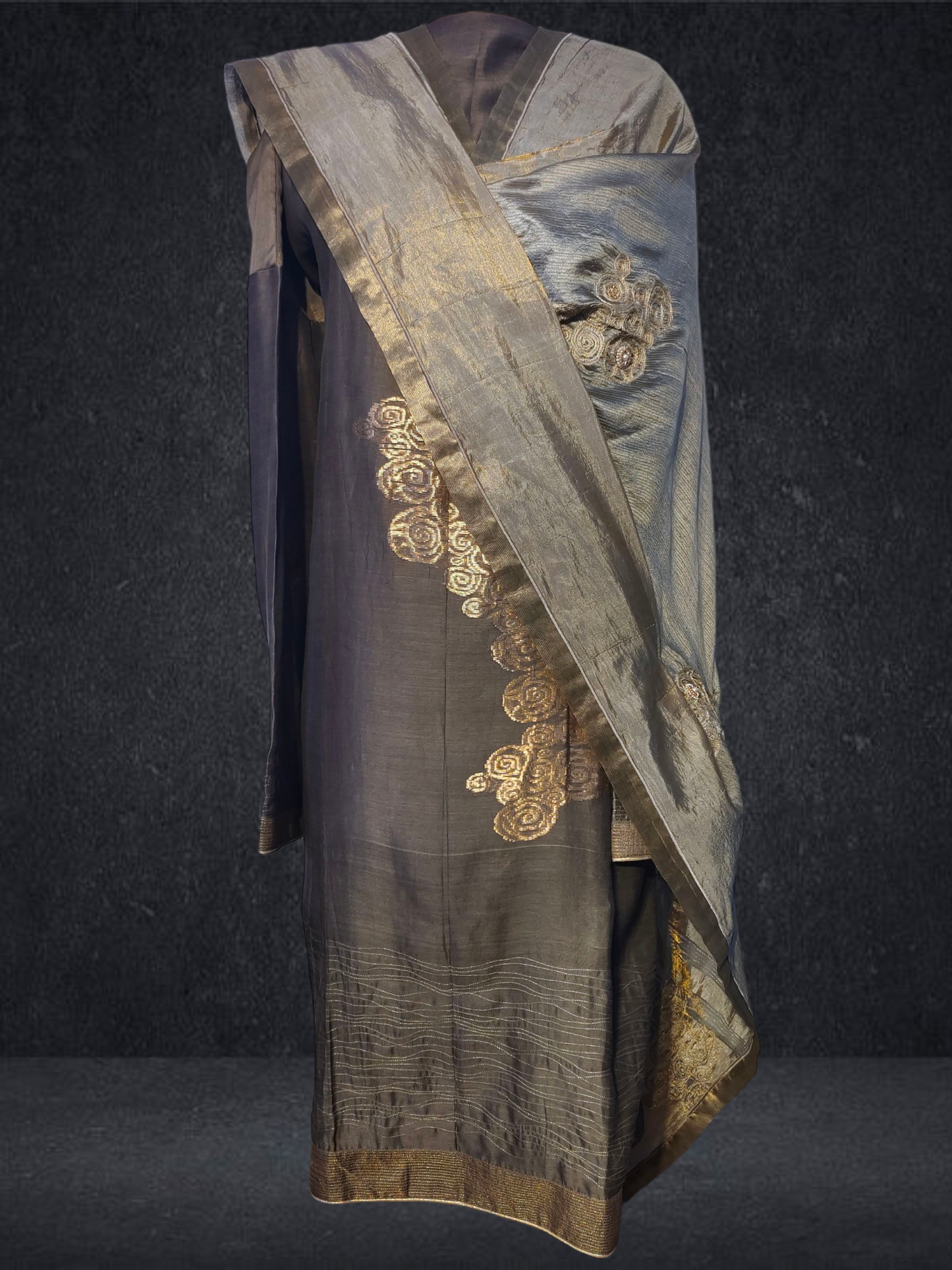 Semi Stitched Formal chanderi Suitset