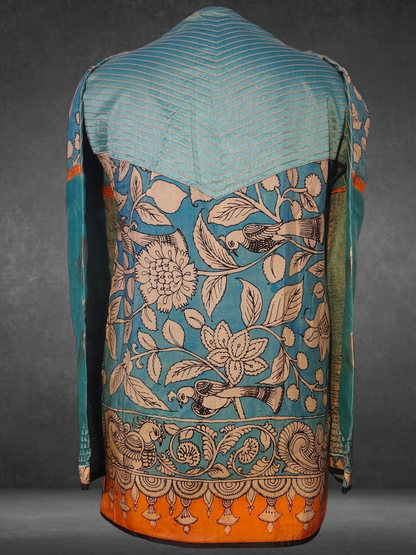 Semistitched Chanderi Kalamkari Short Tunic