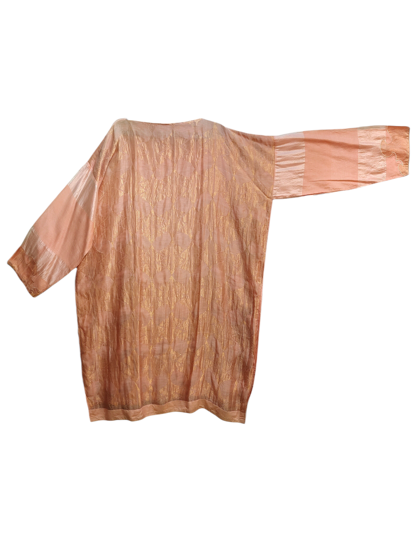  peach kurta with long sleeves on a white background