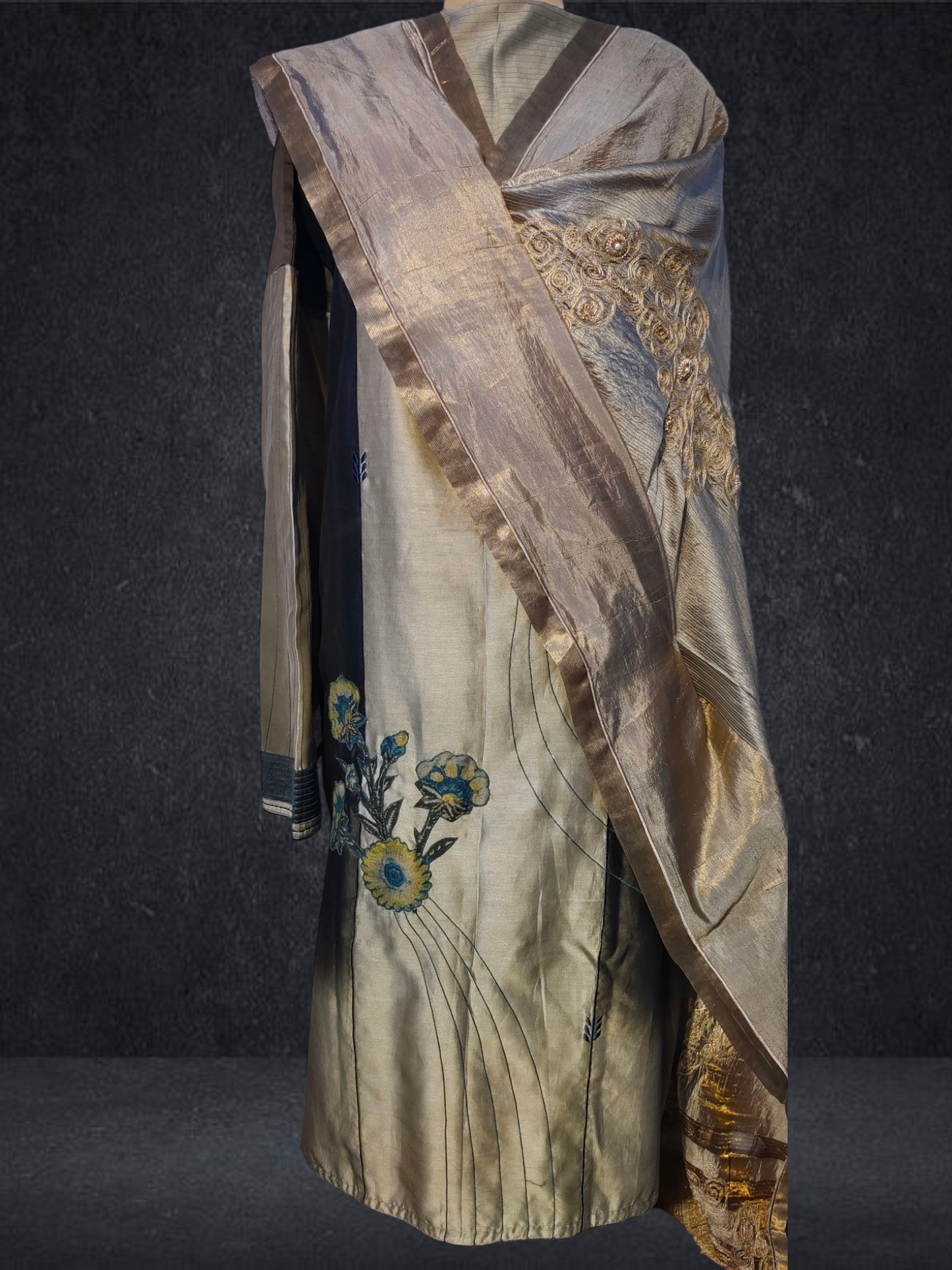 Semi Stitched Formal chanderi Suitset