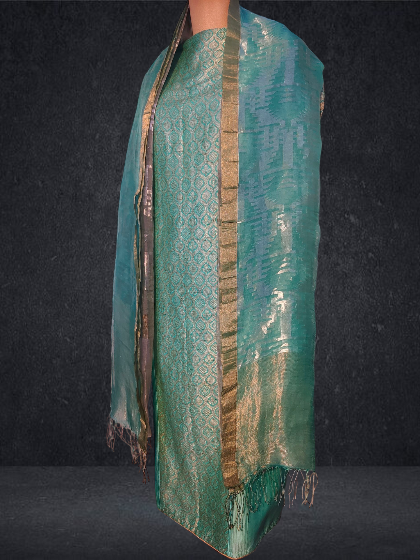 Semi Stitched Formal chanderi Suitset