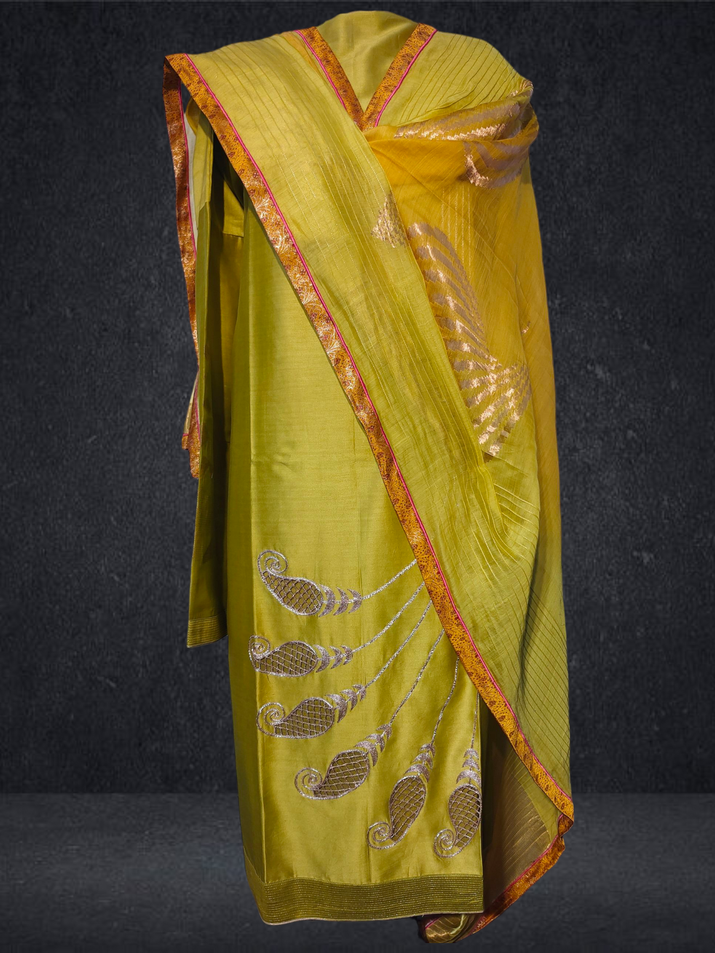 Semi Stitched Formal chanderi Suitset