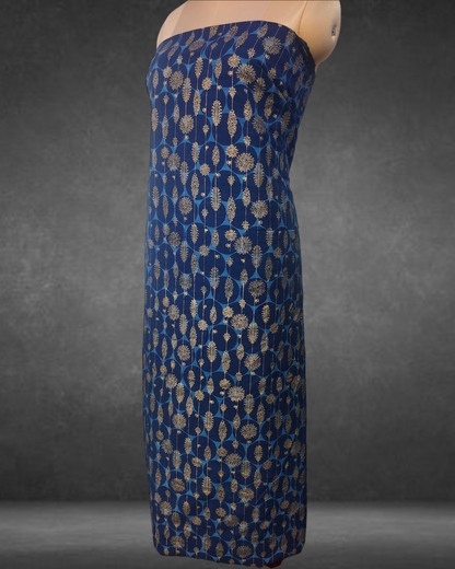 Discharge printed pure cotton Indigo fabric