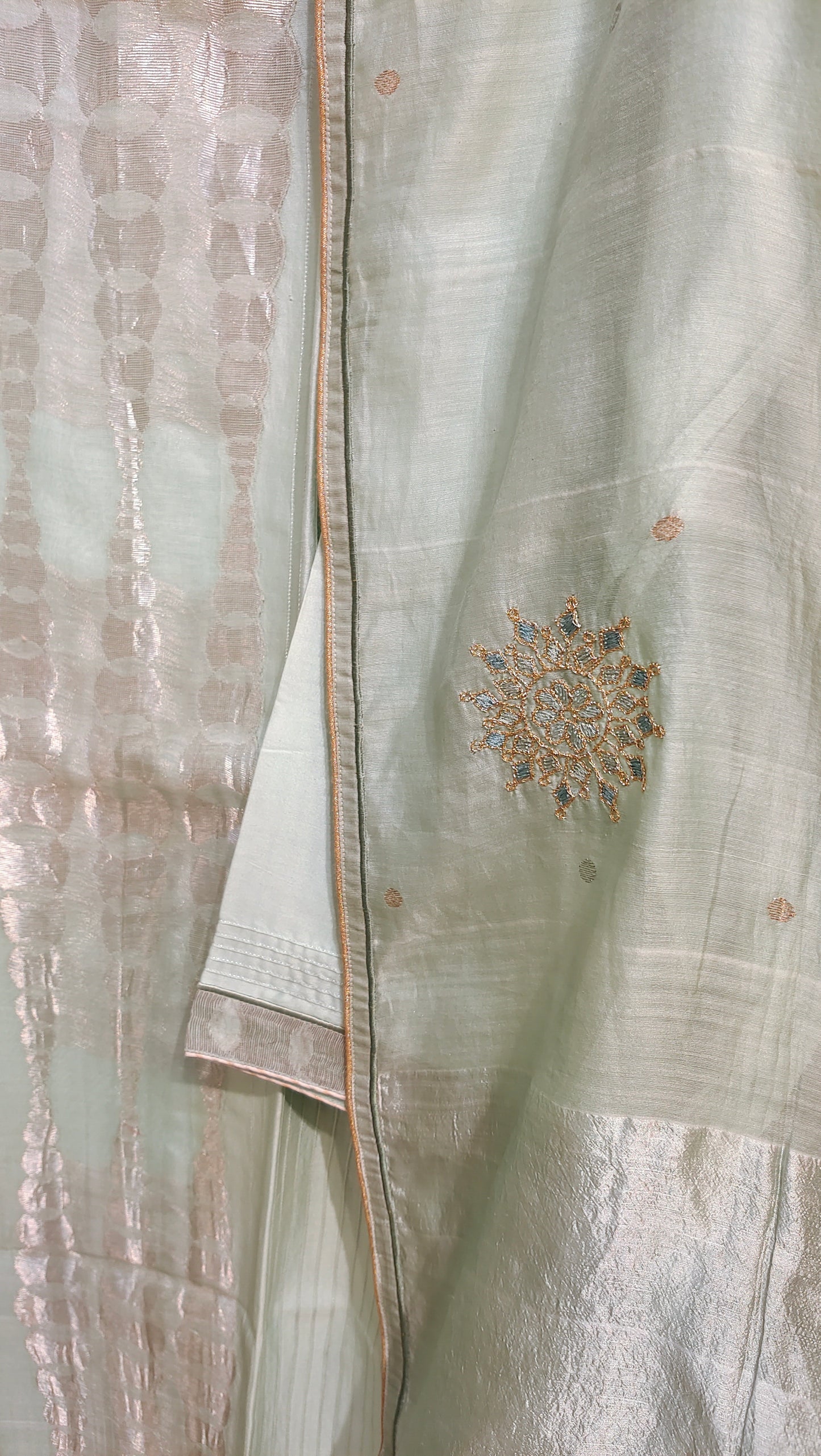 Semi Stitched Chanderi Formal Suitset