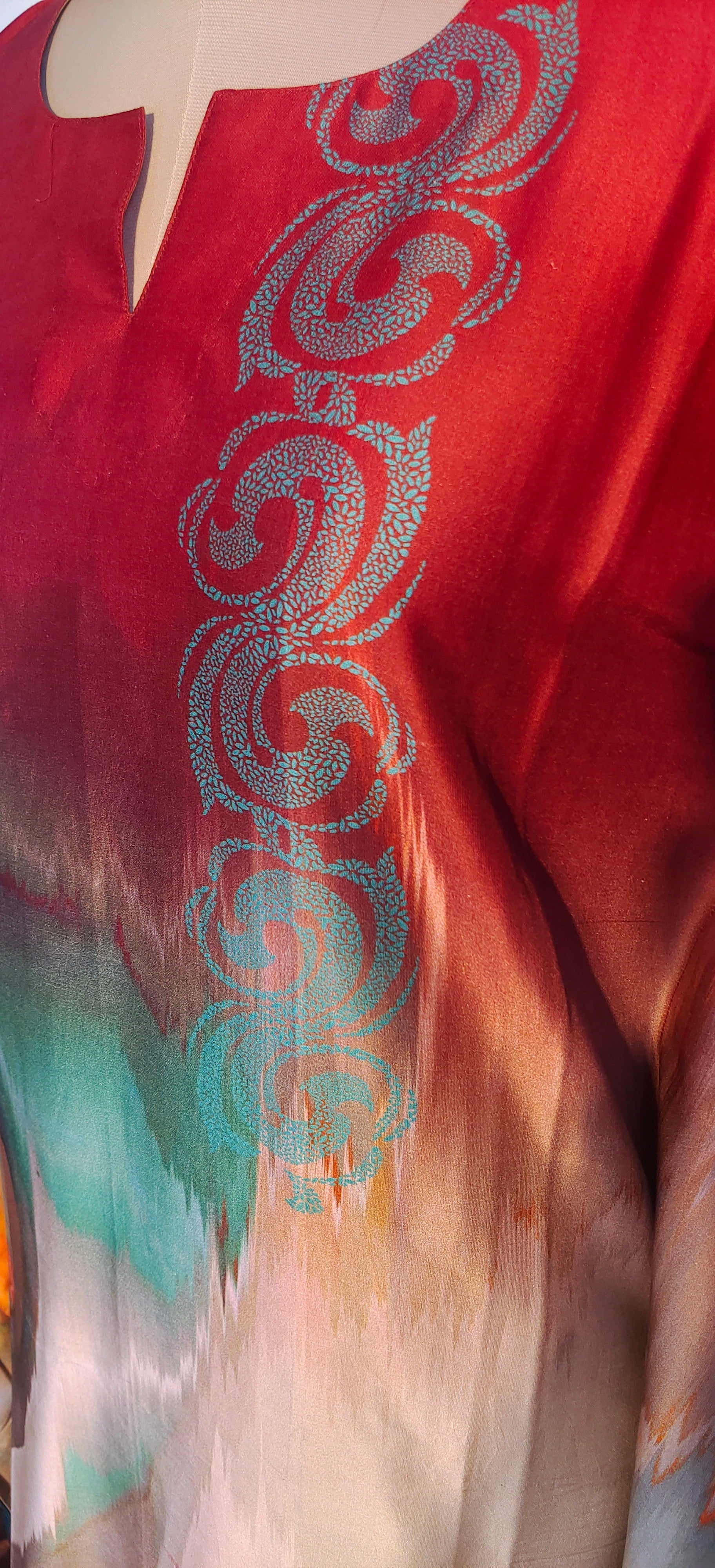 Stitched Chanderi Digital Printed Kaftan VISHAL KAPUR STUDIO