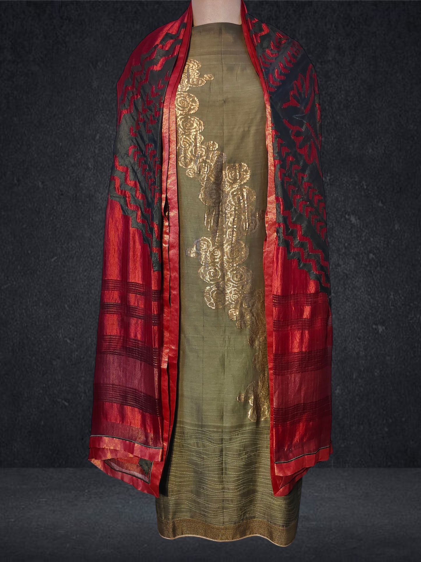 Semi Stitched Formal chanderi Suitset