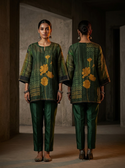 Semi Stitched printed chanderi Tunic