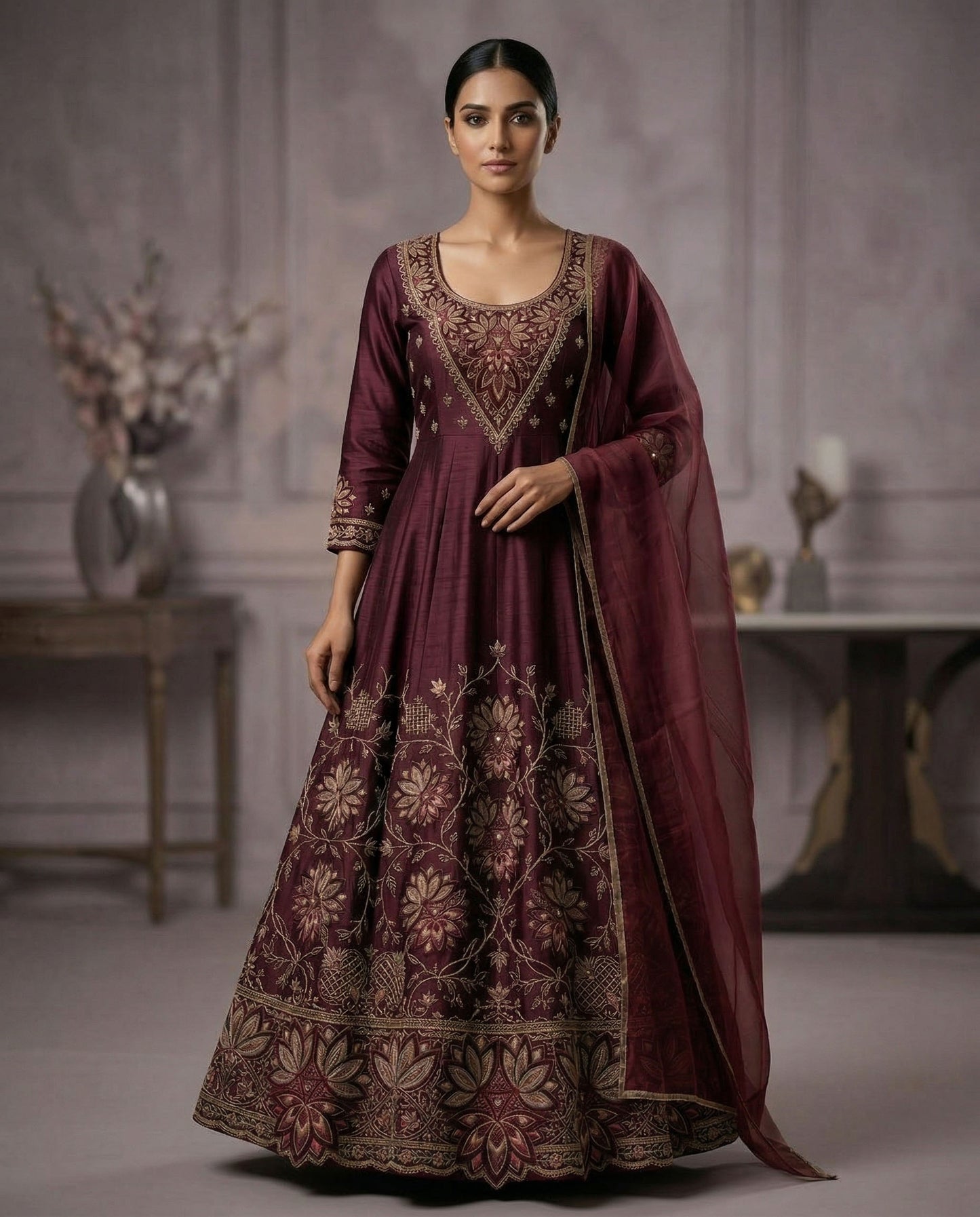 Customised Chanderi Embroidered set