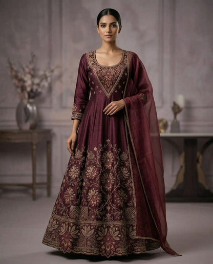 Customised Chanderi Embroidered set
