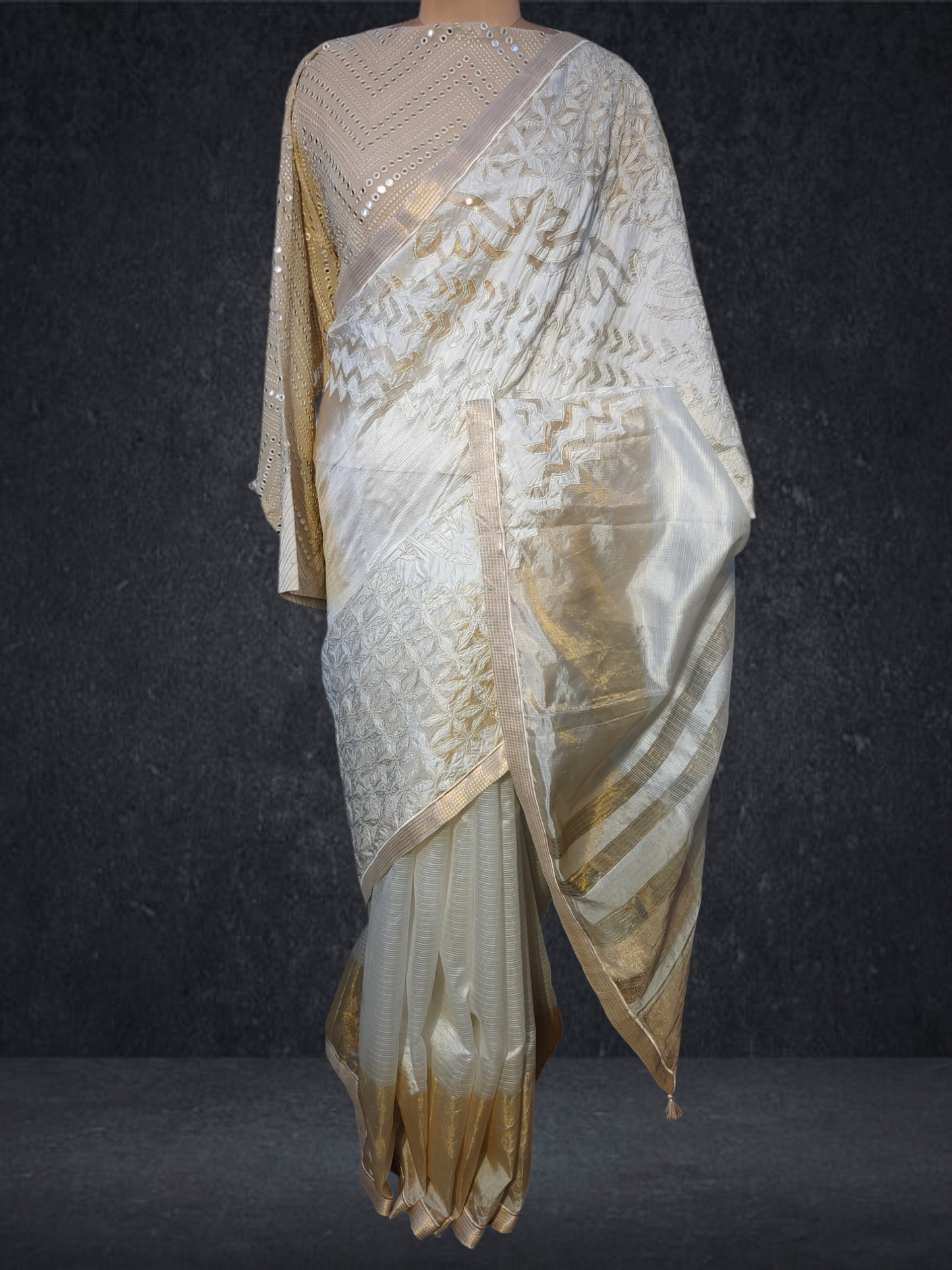 Formal Silk Katab Applique Saree