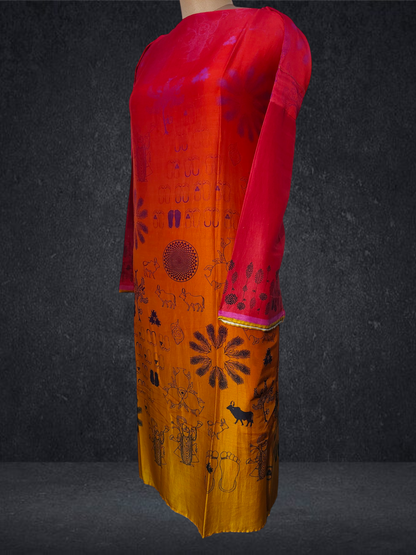 Semi Stitched Chanderi Casual Suitset