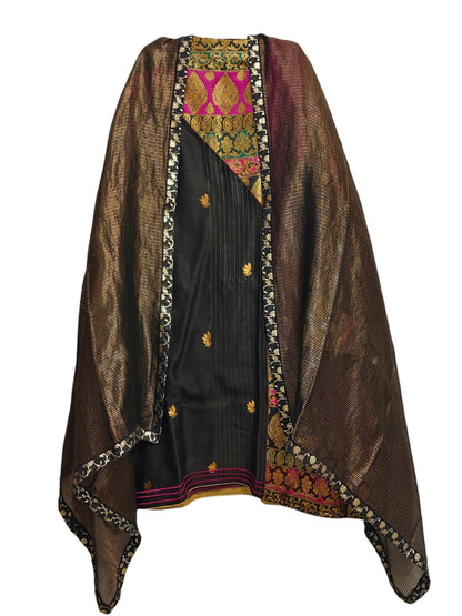 Semi Stitched Chanderi Formal Suitset