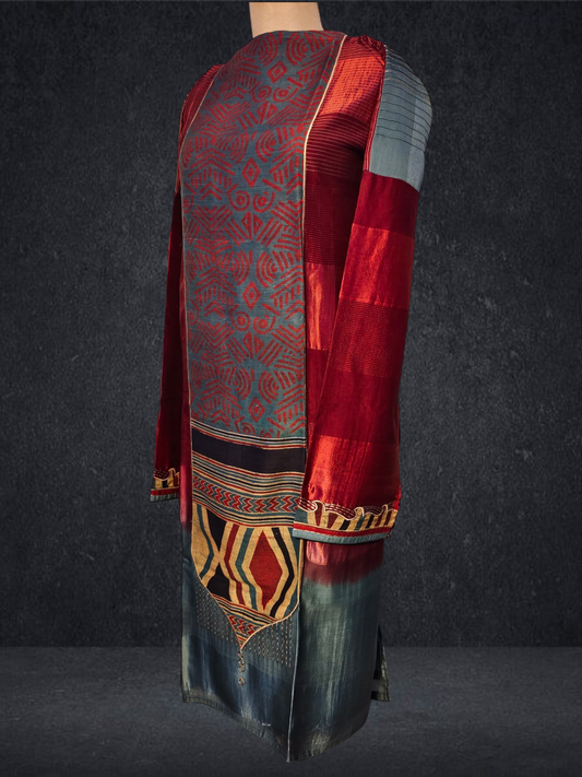 Semistitched Chanderi  Kurta