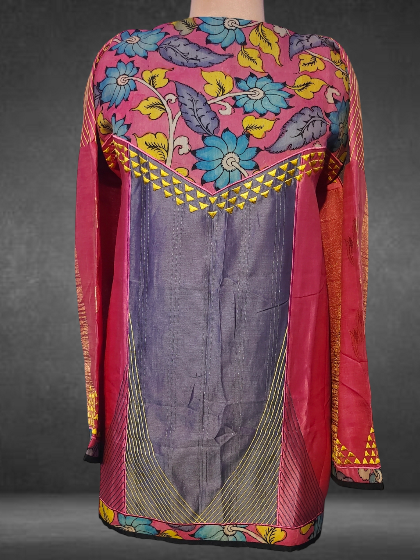 Semistitched Chanderi Kalamkari Short Tunic