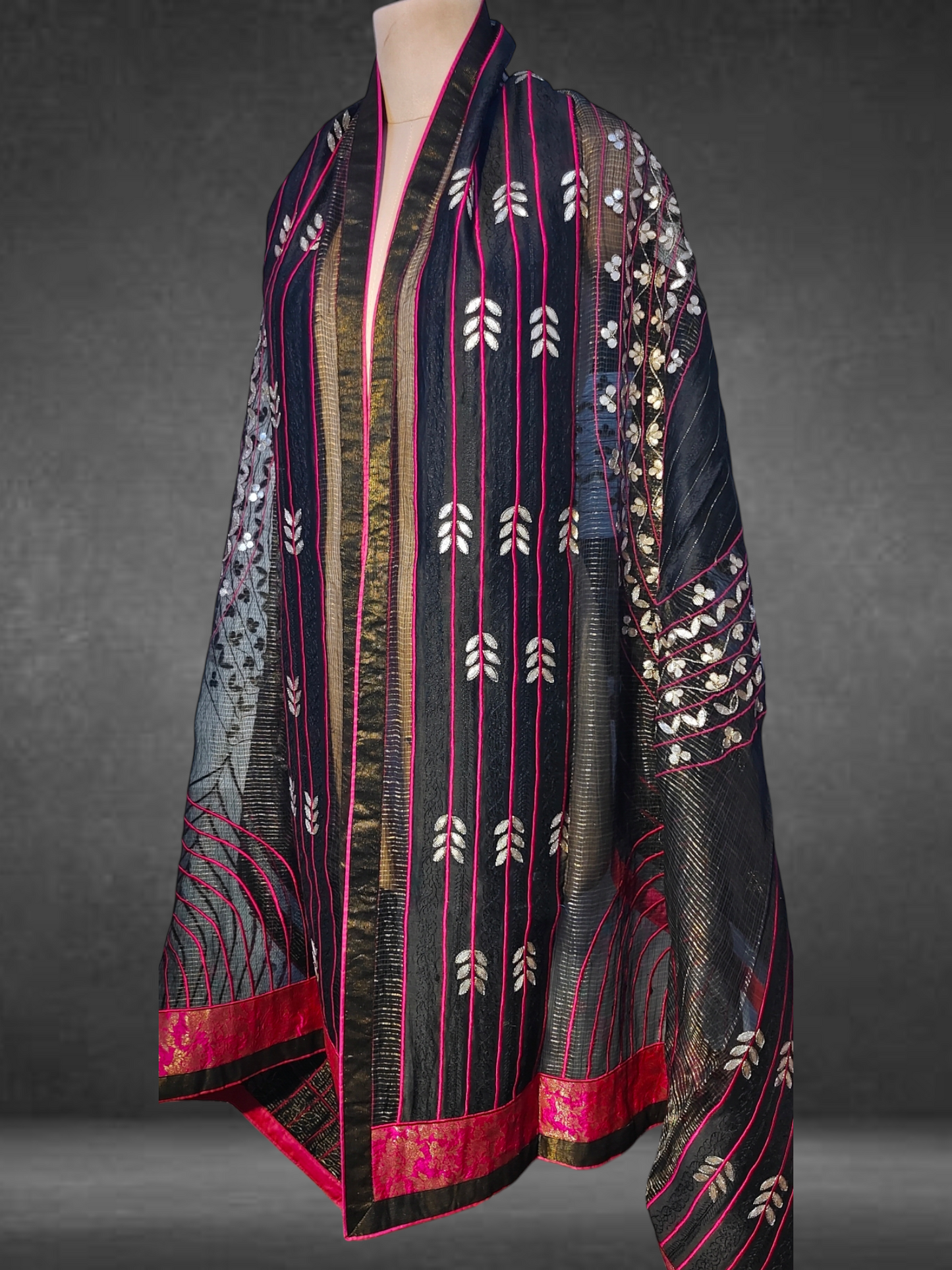 Chanderi Zari Woven Gota Dupatta