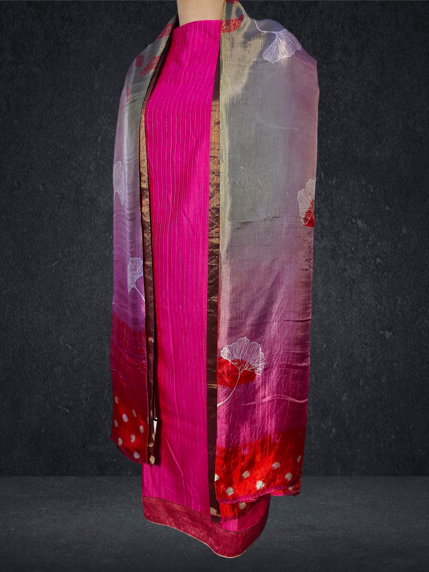 Semi Stitched Chanderi Formal Suitset