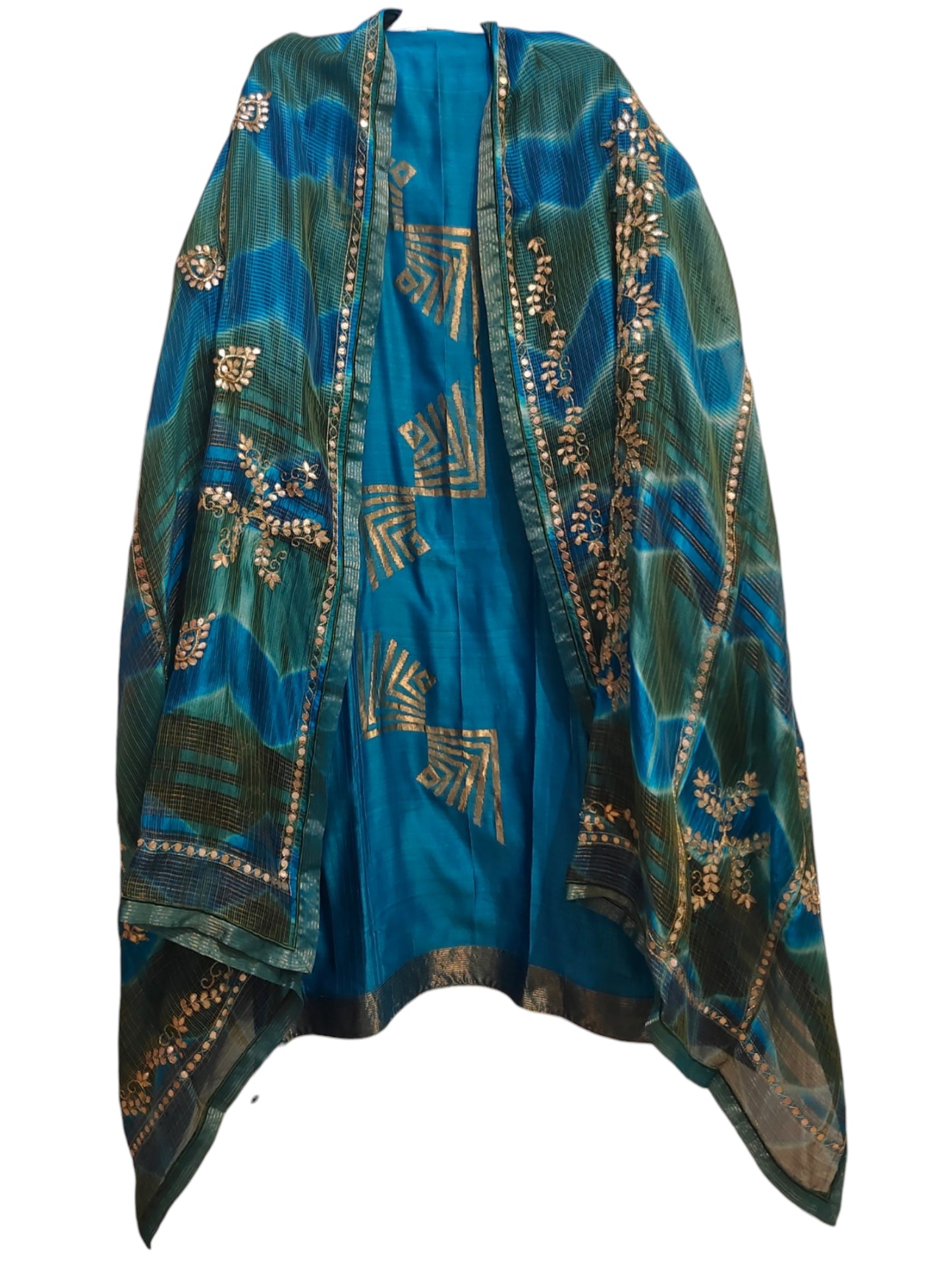 Semi Stitched Chanderi Formal Suitset
