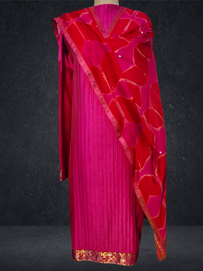 Semi Stitched Formal chanderi Suitset