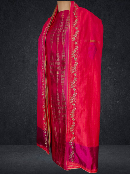 Semi Stitched Formal chanderi Suitset