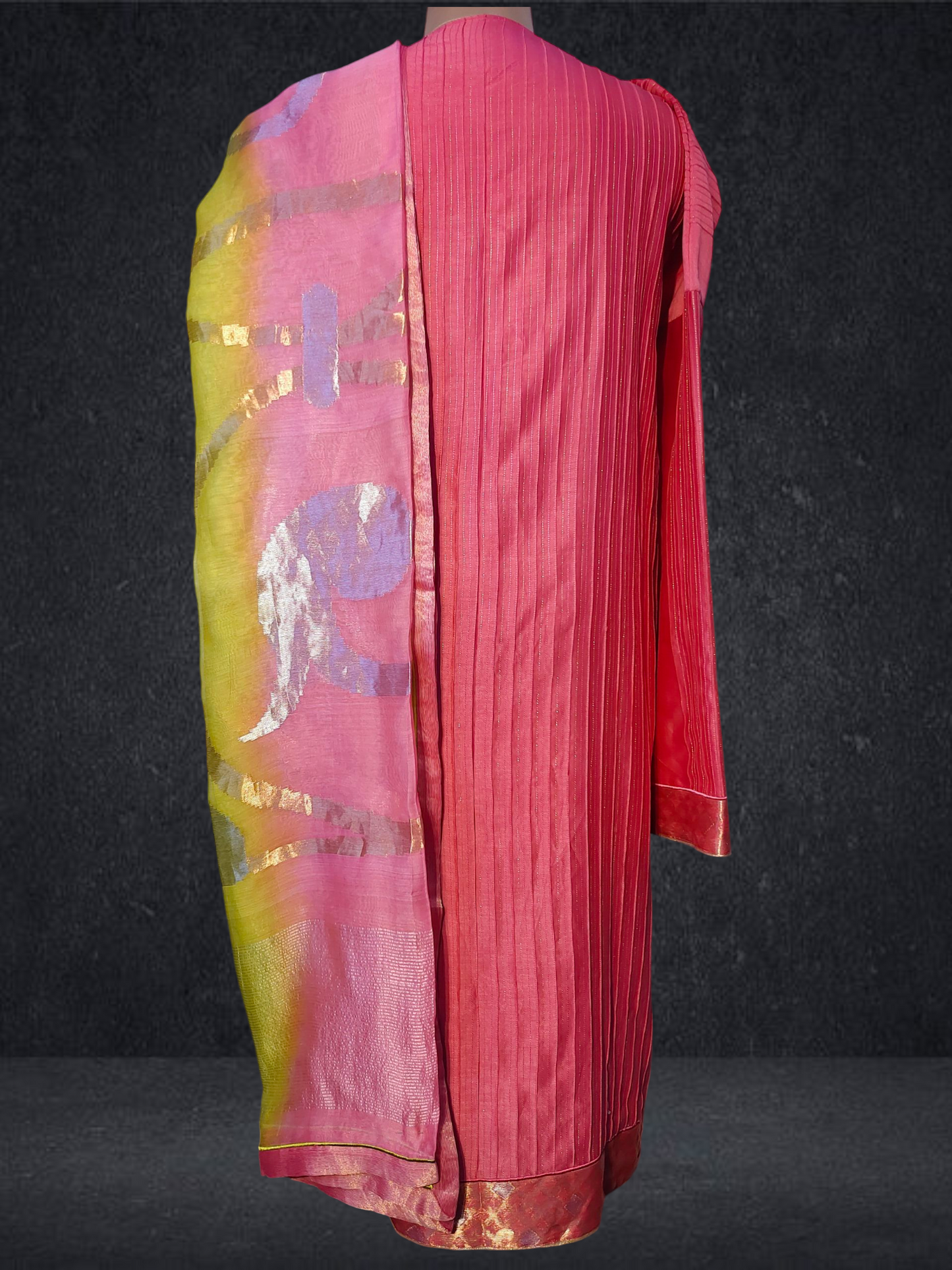 Semi Stitched Formal chanderi Suitset
