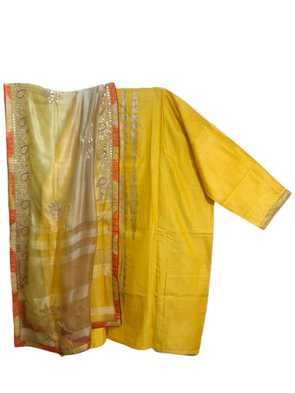 Semi Stitched Chanderi Formal Suitset