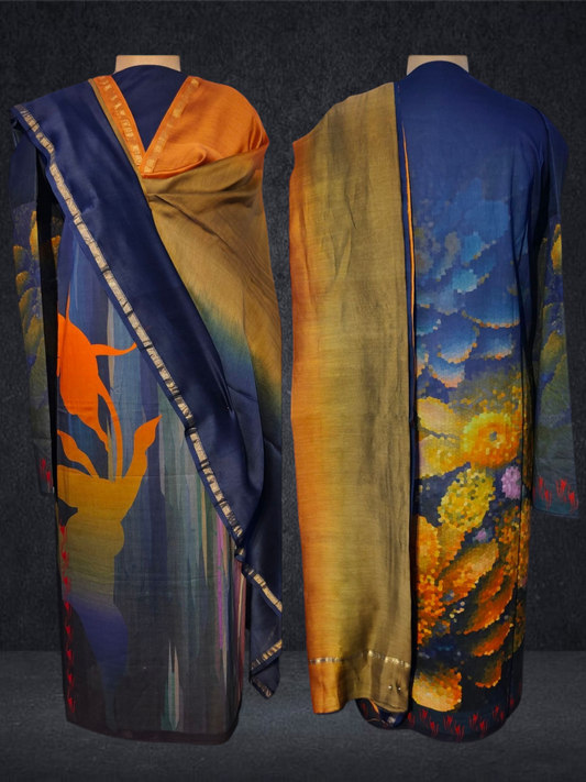 Semi Stitched Cotton satin Casual Suitset