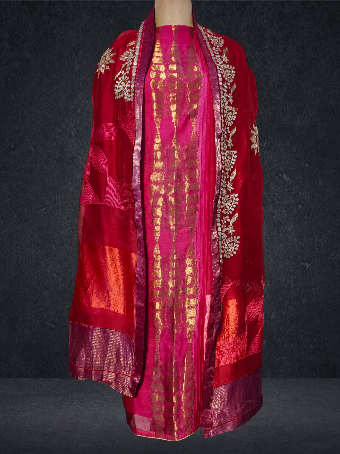 Semi Stitched Formal chanderi Suitset
