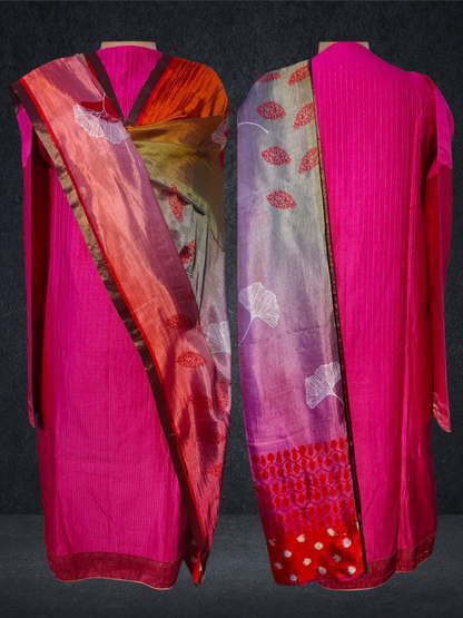 Semi Stitched Chanderi Formal Suitset