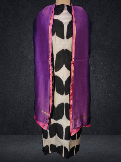 Semi Stitched Chanderi Casual Suitset