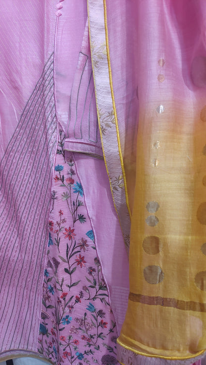 Semi Stitched Chanderi Formal Suitset