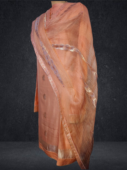 Semi Stitched Formal chanderi Suitset