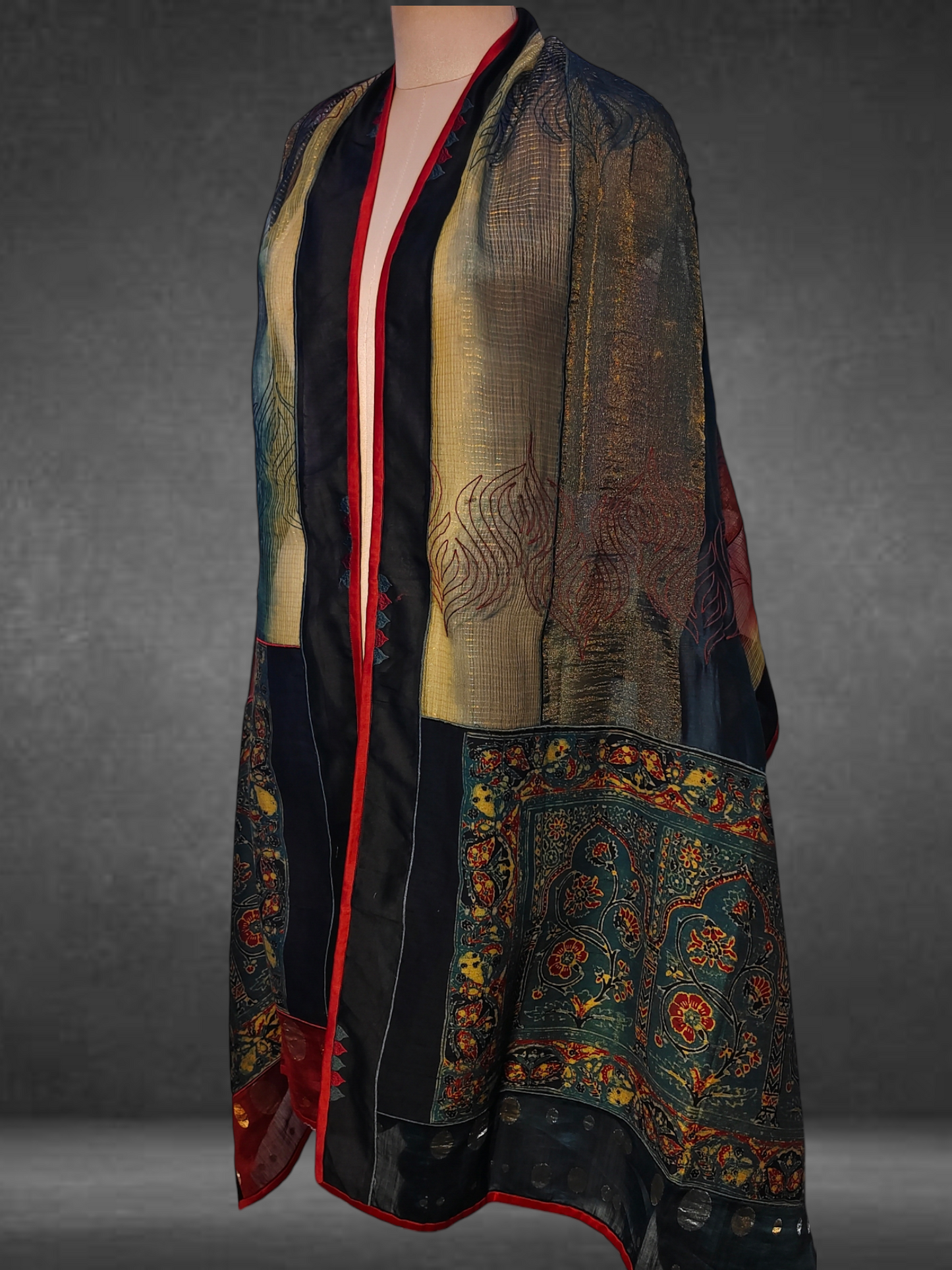 Chanderi Zari Woven Ajrakh Dupatta