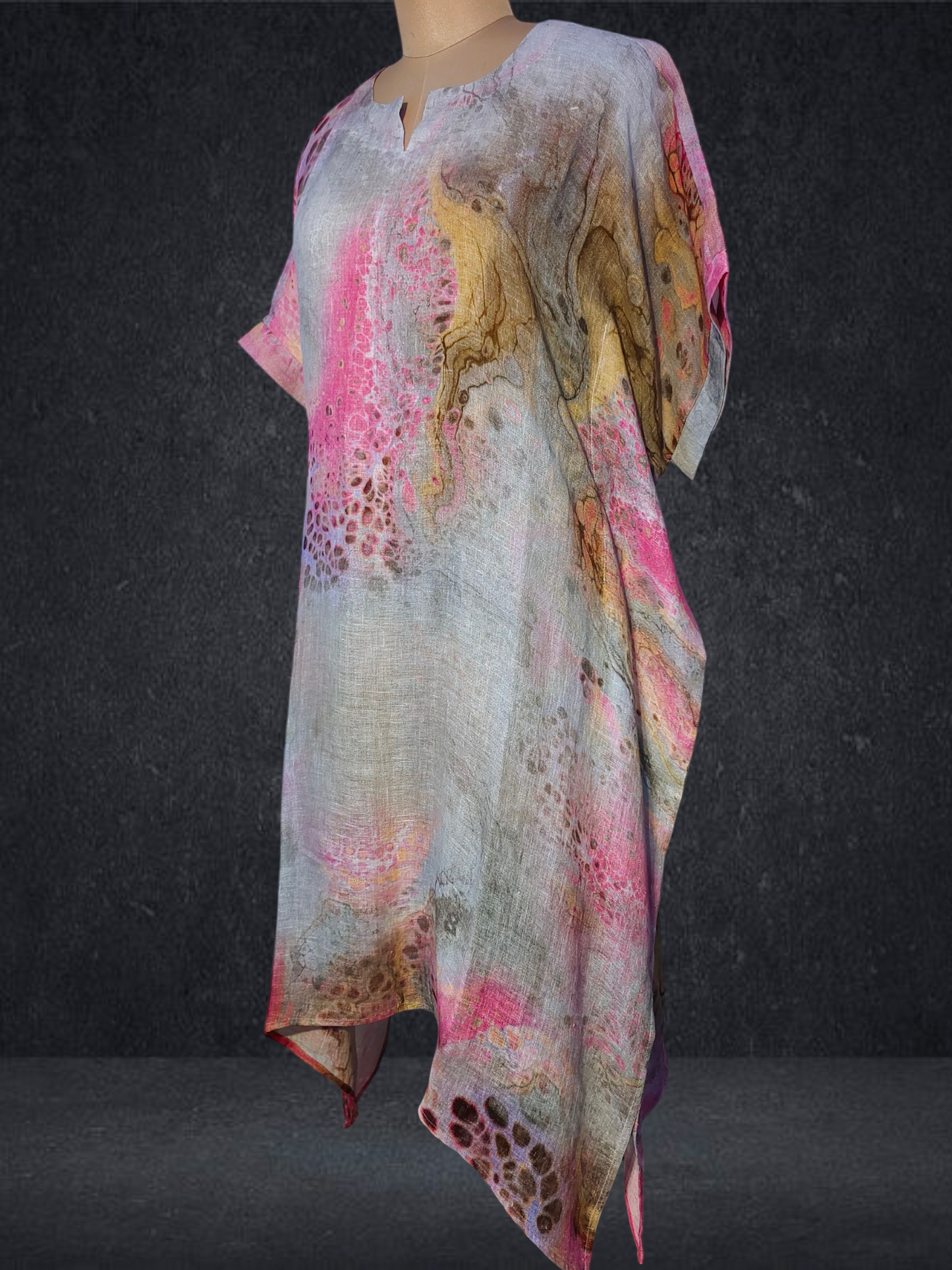 Stitched Silk Linen Kaftan