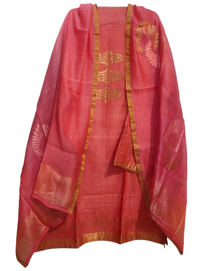 Semi Stitched Formal chanderi Suitset
