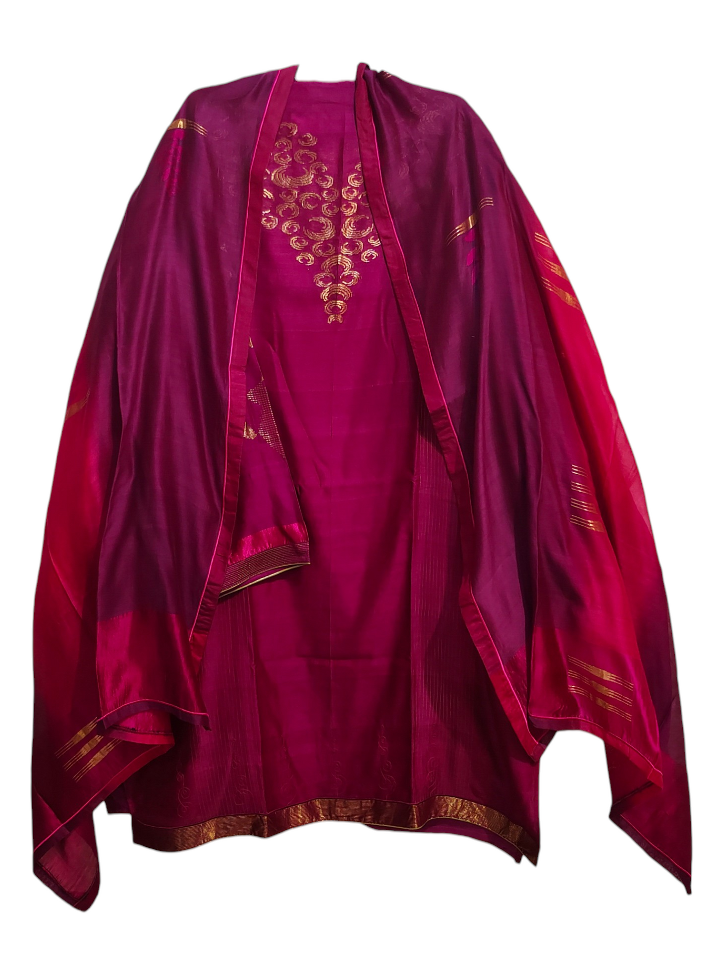 Semi Stitched Chanderi Formal Suitset