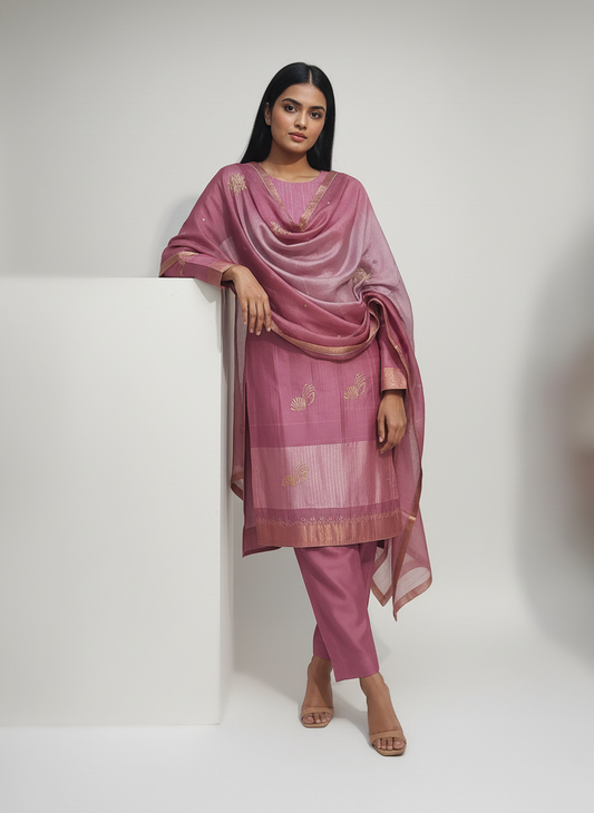 Semi Stitched Formal Chanderi Suitset