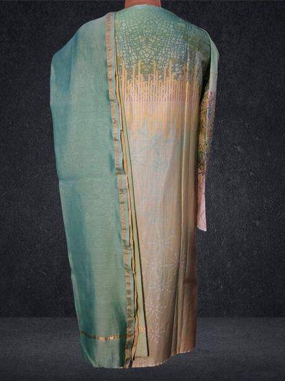 Semi Stitched Chanderi Casual Suitset