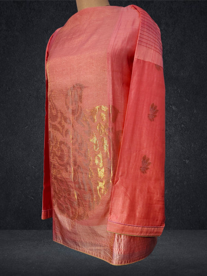 Semistitched Chanderi Zariwoven Short Tunic