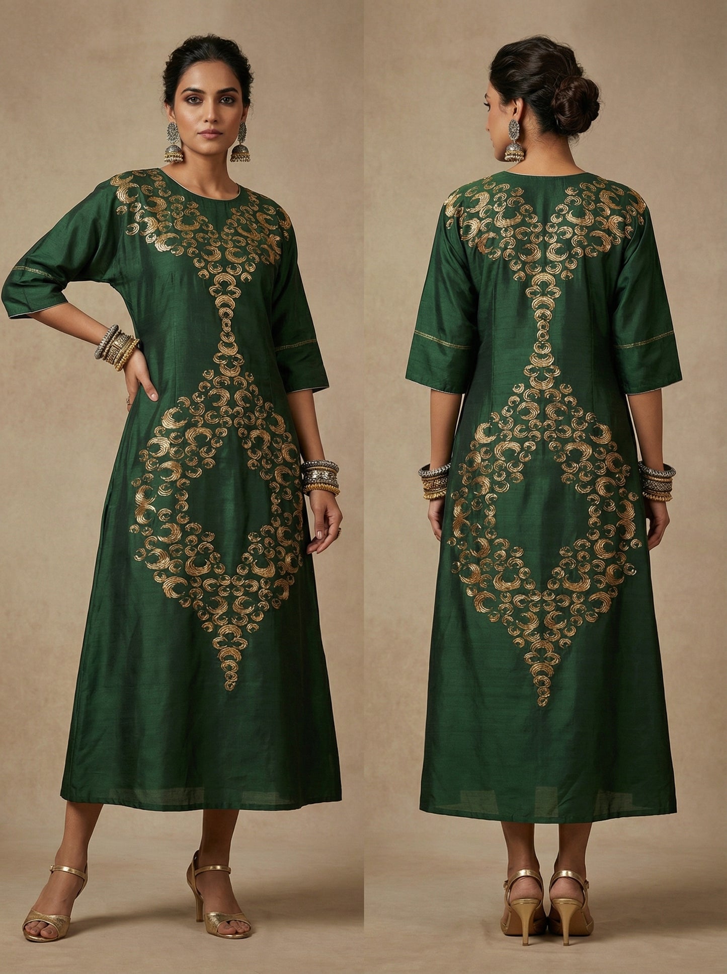 Indowestern chanderi formal dress- Ready size 42