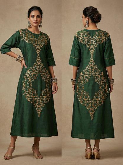 Indowestern chanderi formal dress- Ready size 42