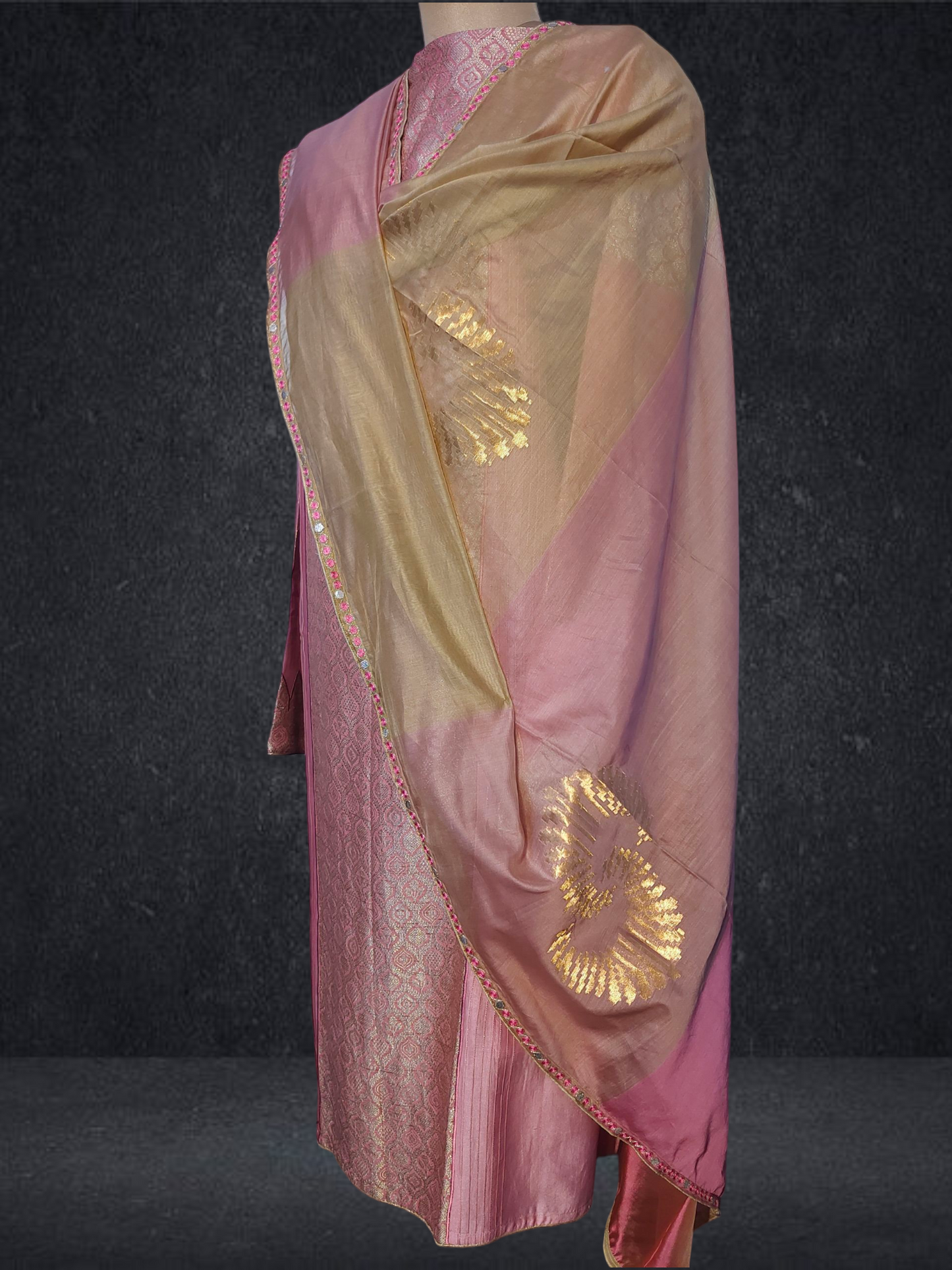 Semi Stitched Formal chanderi Suitset