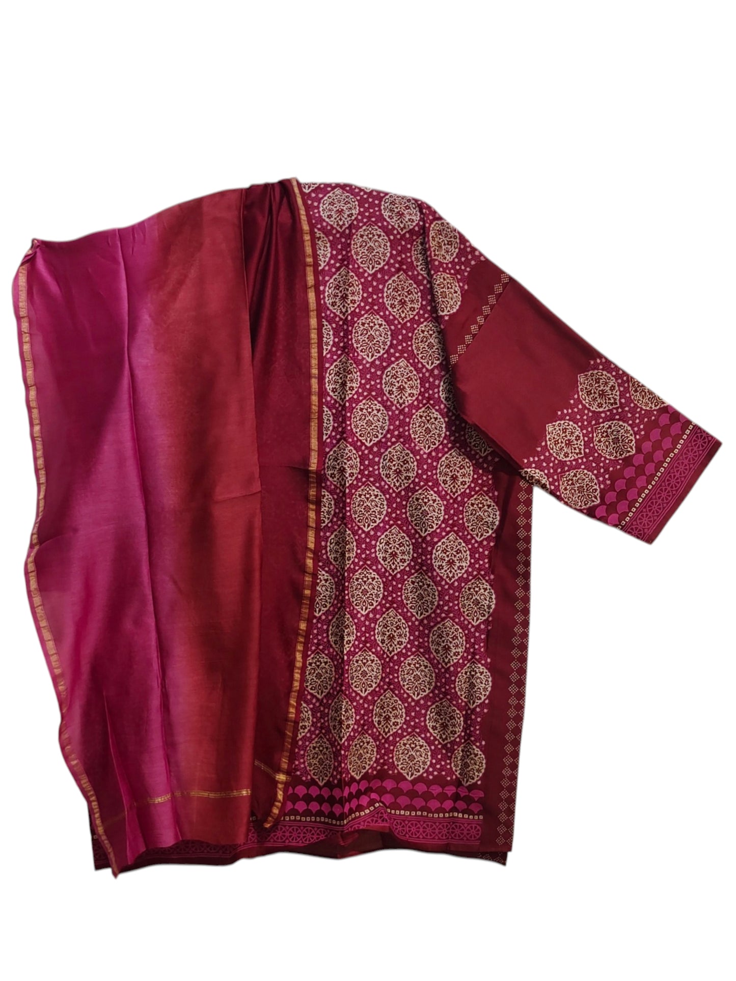 Semi Stitched Chanderi Casual suitset