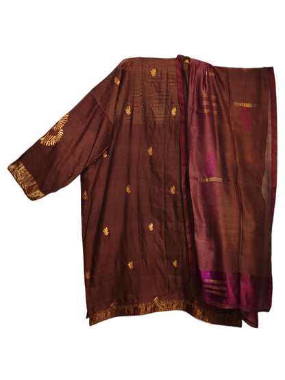 Semi Stitched Chanderi Formal Suitset