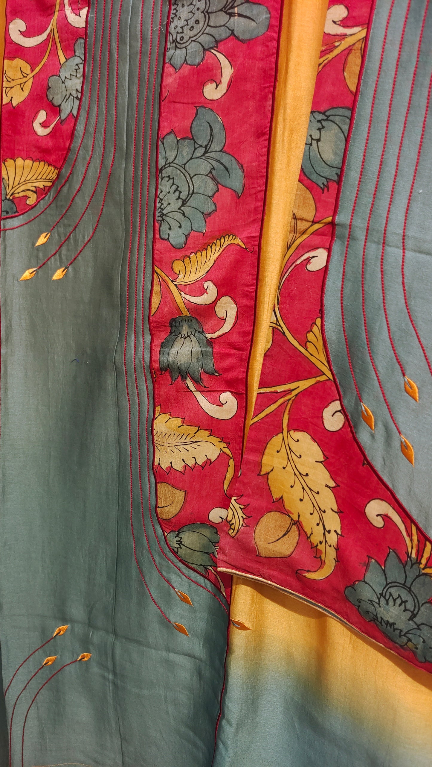 Semi Stitched Chanderi Formal Suitset