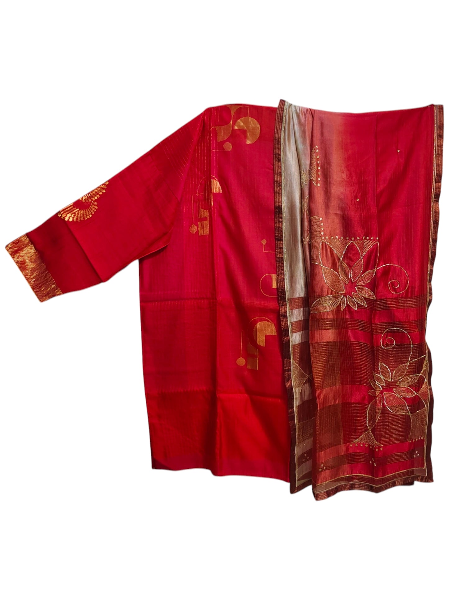 Semi Stitched Chanderi Formal Suitset