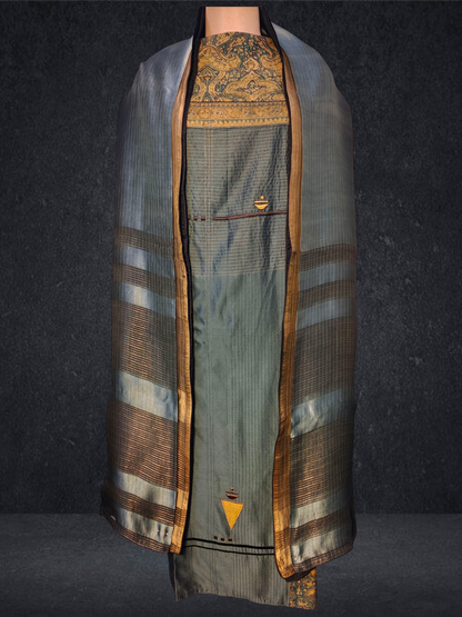 Semi Stitched Formal chanderi Suitset